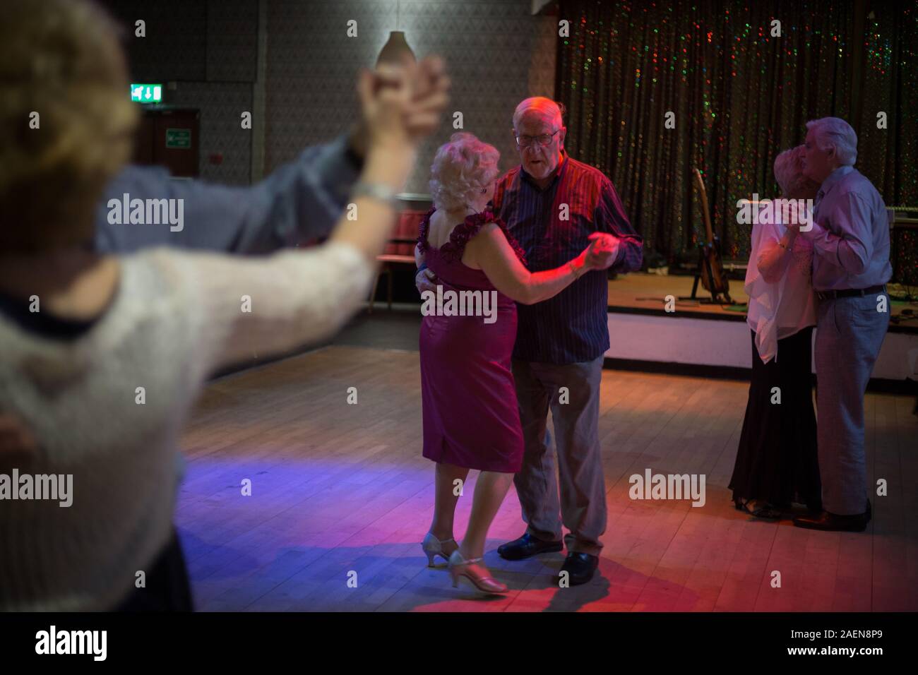 Afternoon tea dance, with music provided by 'Delta' band, in the Fairfield Working Men's Club, in Govan, in the Glasgow South West constituency, in Glasgow, Scotland, 26 November 2019. Stock Photo