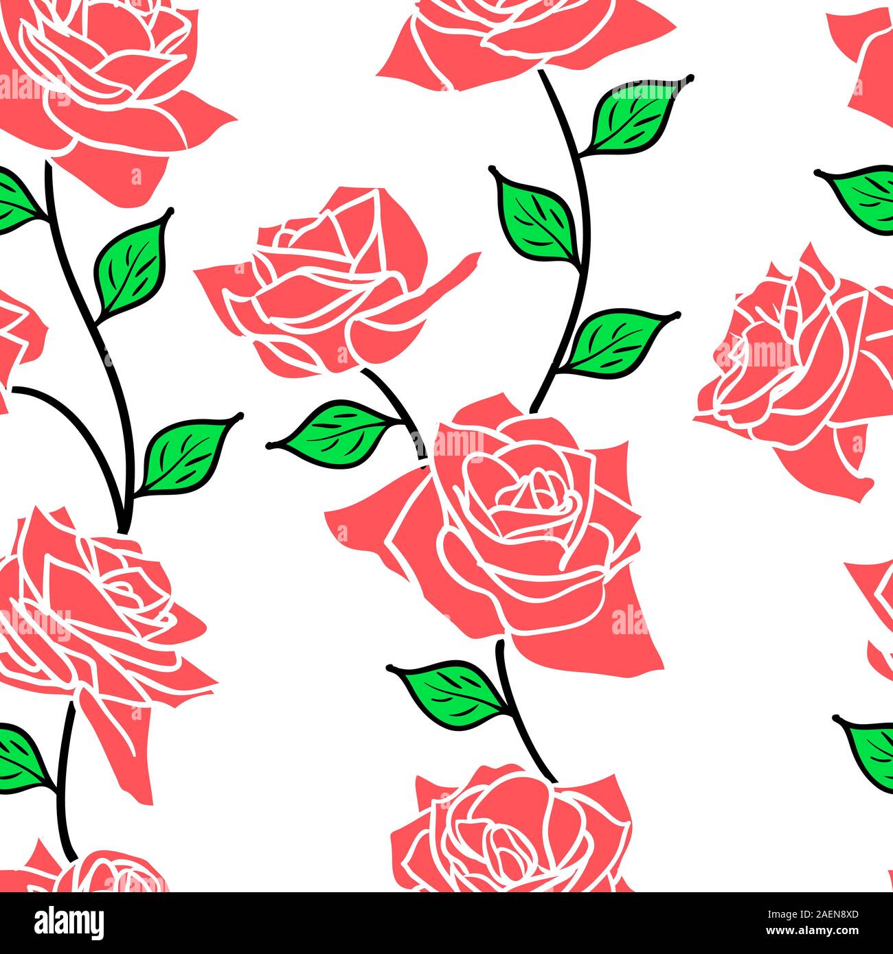 Beautiful seamless wallpaper with rose flowers, vector illustration ...