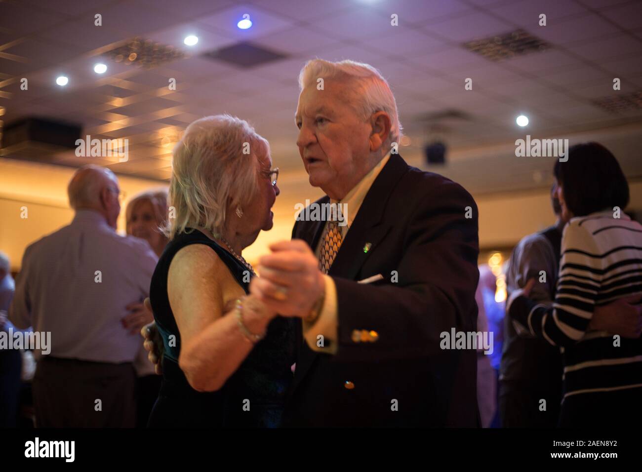 Afternoon tea dance, with music provided by 'Delta' band, in the Fairfield Working Men's Club, in Govan, in the Glasgow South West constituency, in Glasgow, Scotland, 26 November 2019. Stock Photo
