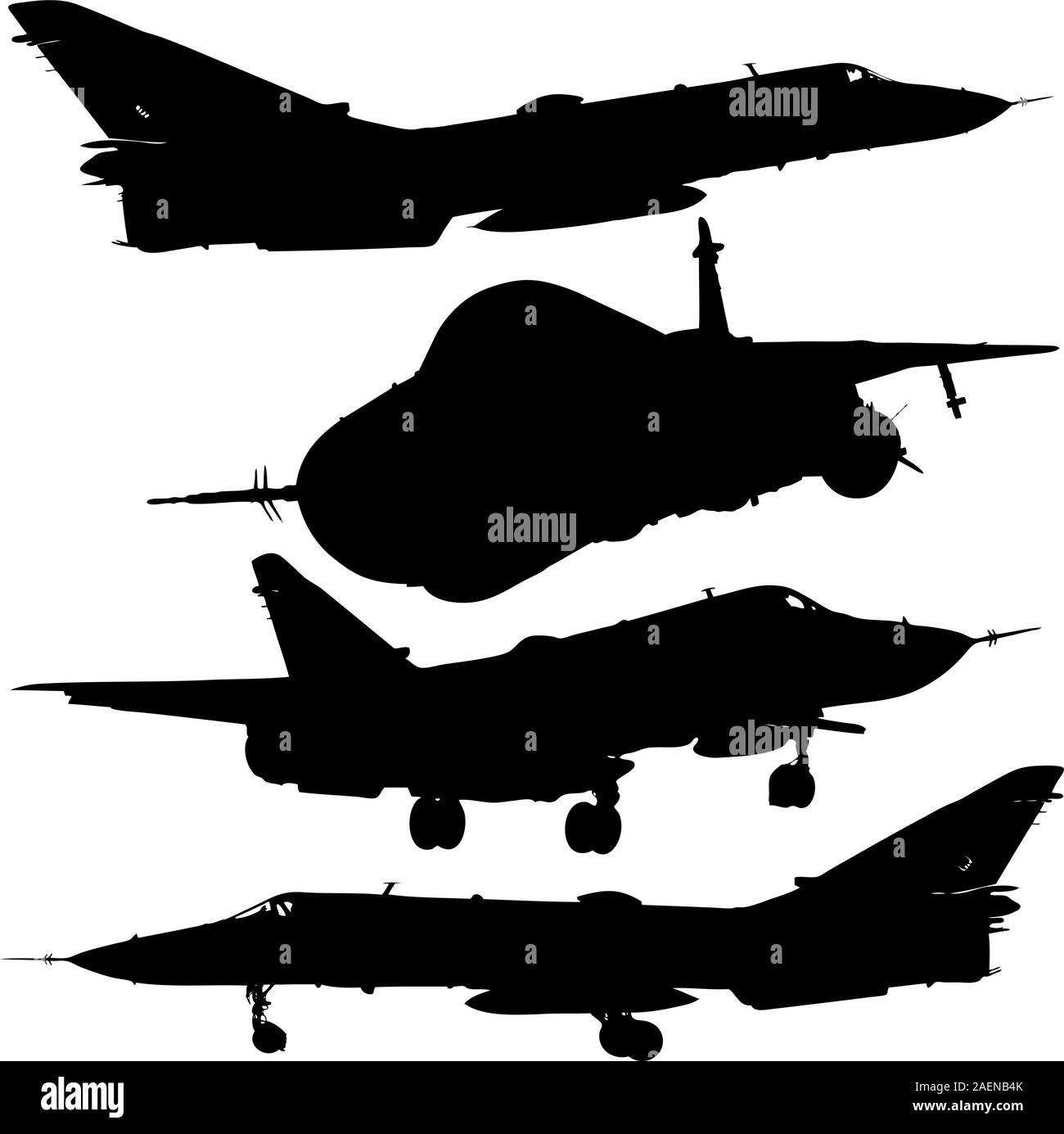 Vector illustration military combat airplane silhouettes set Stock ...
