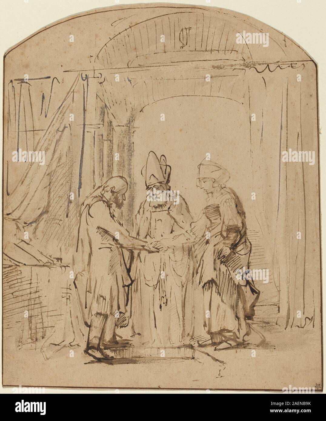 A painting from the studio of Rembrandt van Rijn depicting the ...