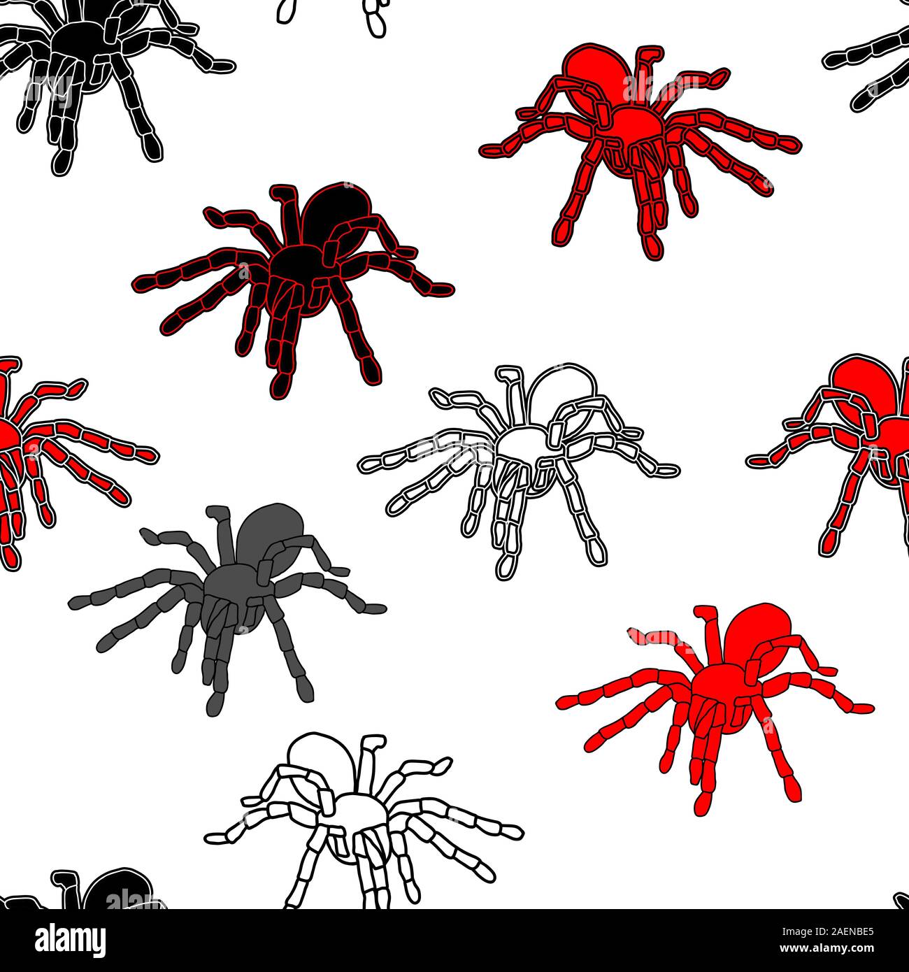 Halloween seamless pattern with black spiders and a web (can be ...