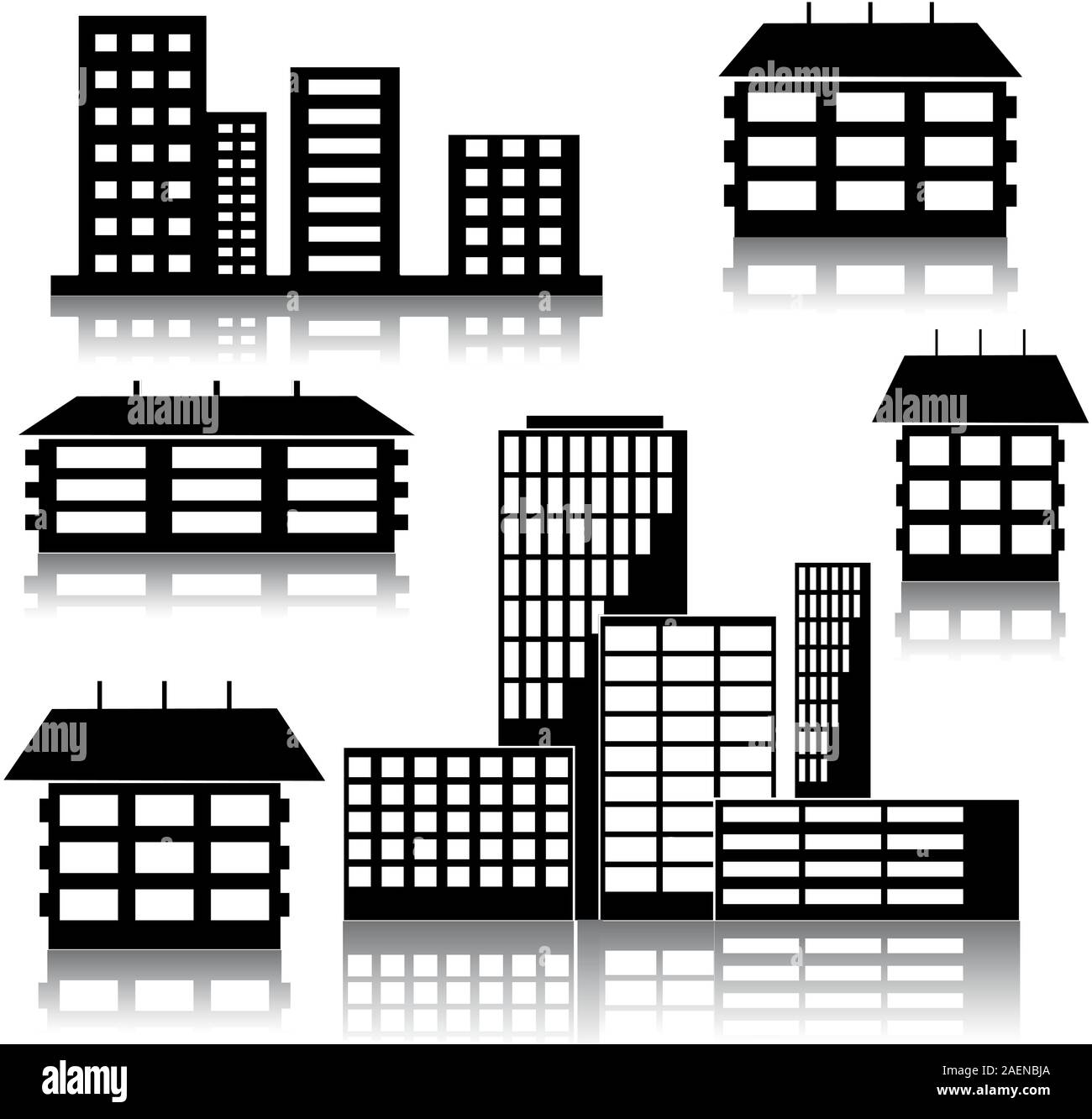 different kind of houses and buildings - Vector Illustration Stock
