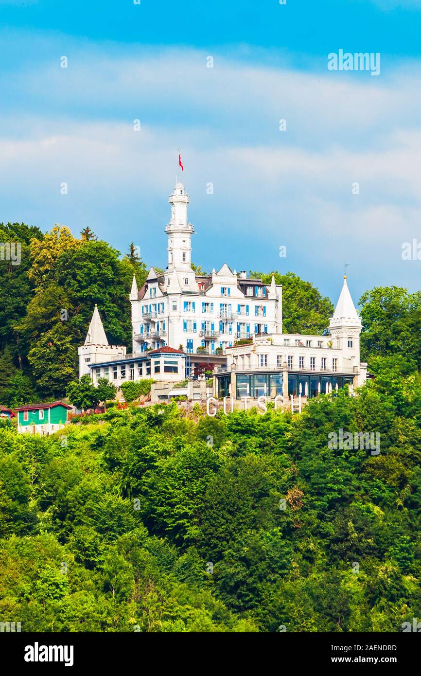 Schloss Hotel Chateau Gutsch is a boutique hotel in Lucerne city in central Switzerland Stock Photo