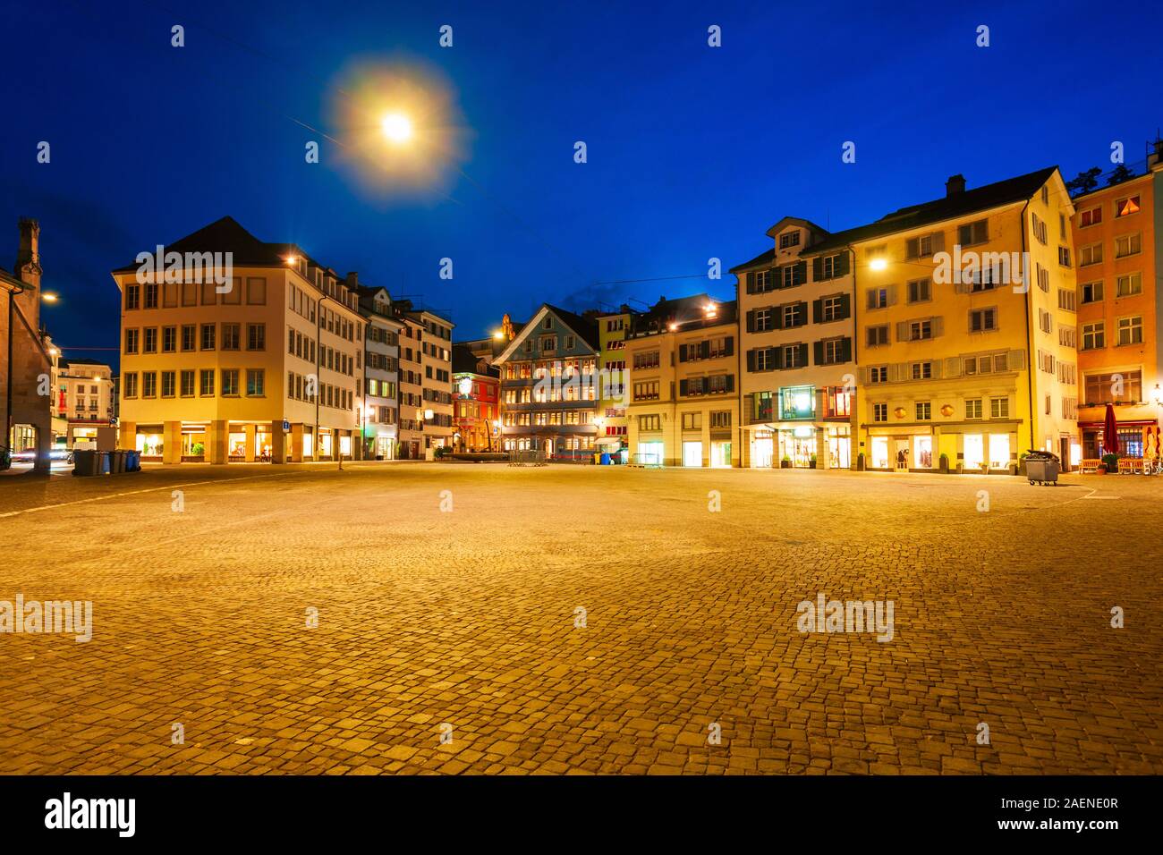 Colorful houses at the Munsterhof main square in the centre of Zurich city in Switzerland Stock Photo