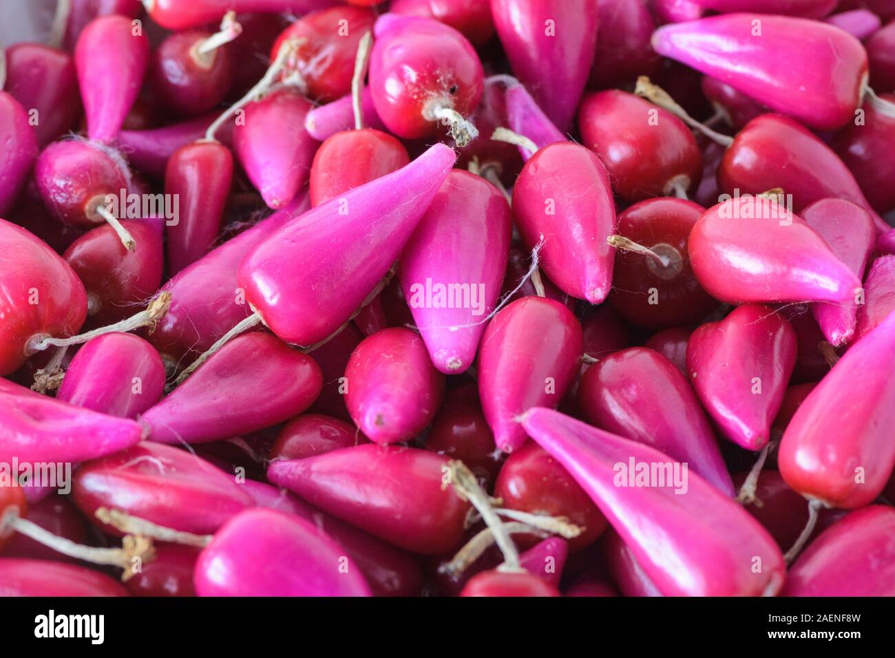 Pitiguey pink fruits assortment marketplace. Stock Photo