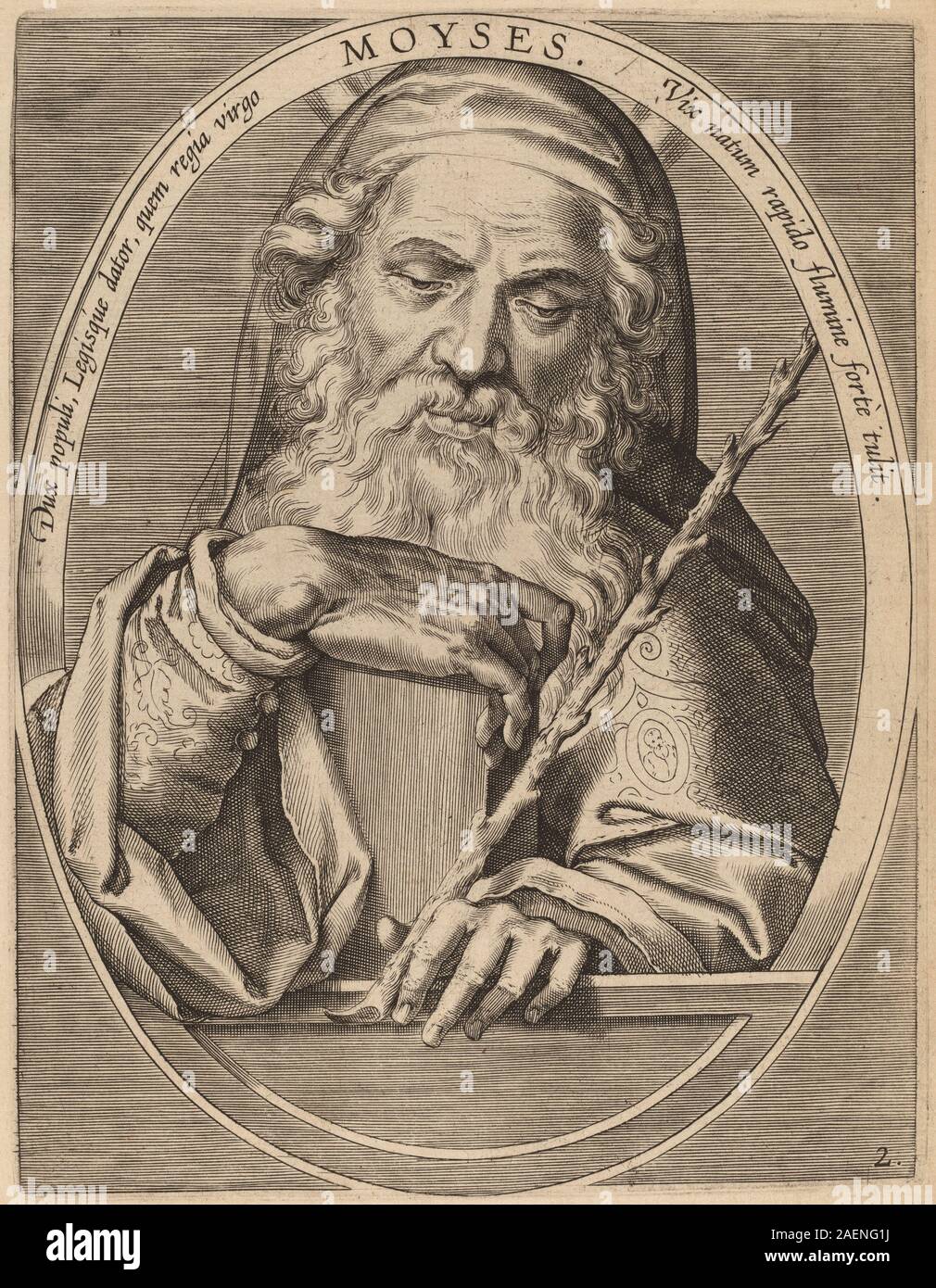 Theodor Galle after Jan van der Straet, Moses, published 1613, Moses; published 1613 Stock Photo
