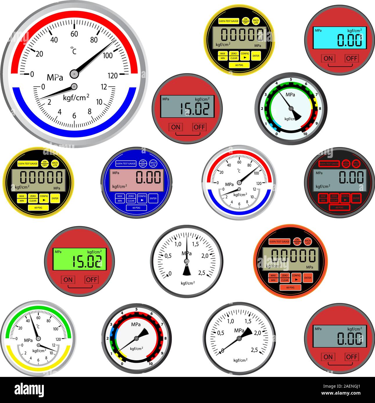 vector set of switches and digital manometers Stock Vector Image & Art ...