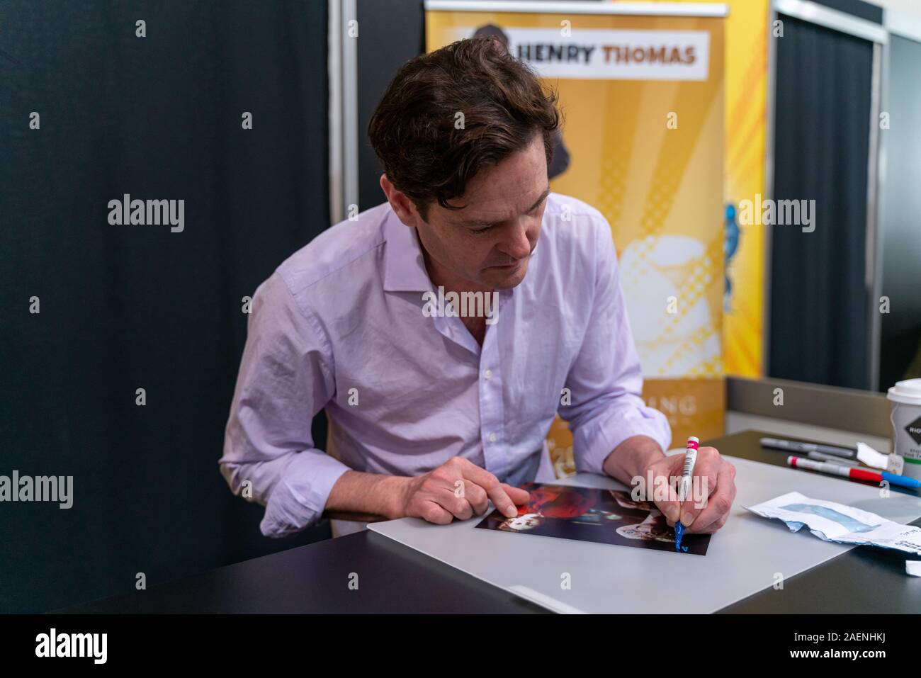 DORTMUND, GERMANY - December 8th 2019: Henry Thomas (*1971, American actor and musician - E.T., Haunting, Psycho IV) is happy to meet fans at German Comic Con Dortmund, a two day fan convention Stock Photo