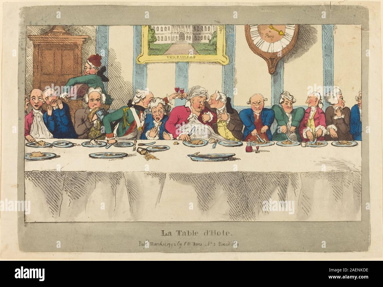 Thomas Rowlandson, La Table d'Hote, published 1792, La Table d'Hote; published 1792 Stock Photo