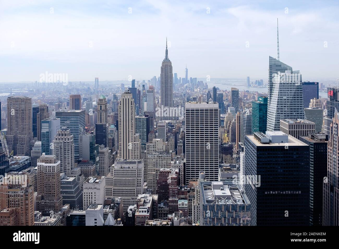Buildings of New York skyline with blue sky Stock Photo