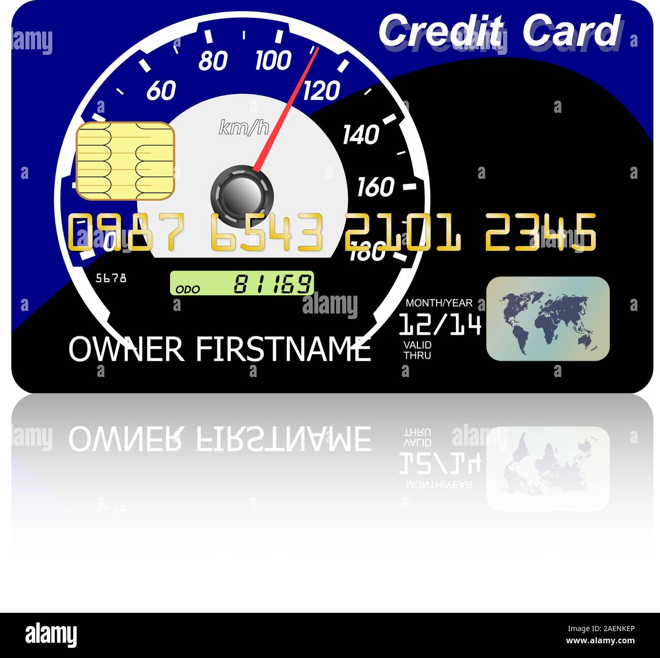 Credit card speedometer with shadow over wite background. Vector illustration Stock Vector