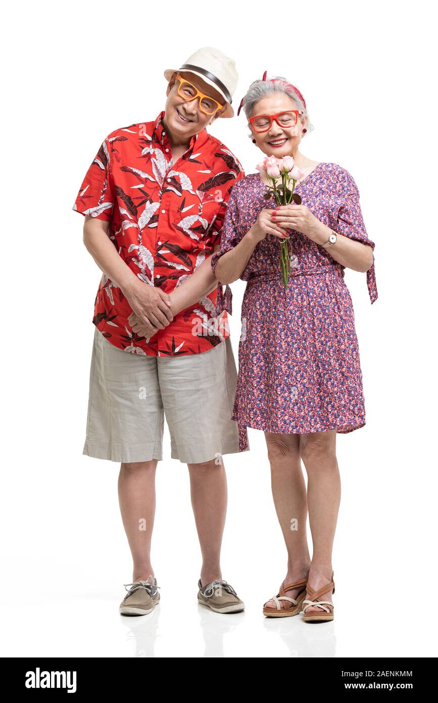 Happy senior couple dating Stock Photo