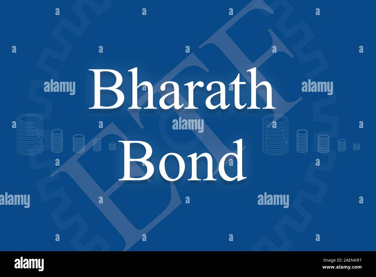 Bhatath Bond an ETF or Exchange Traded Fund on Blue background with stack of coins Stock Photo