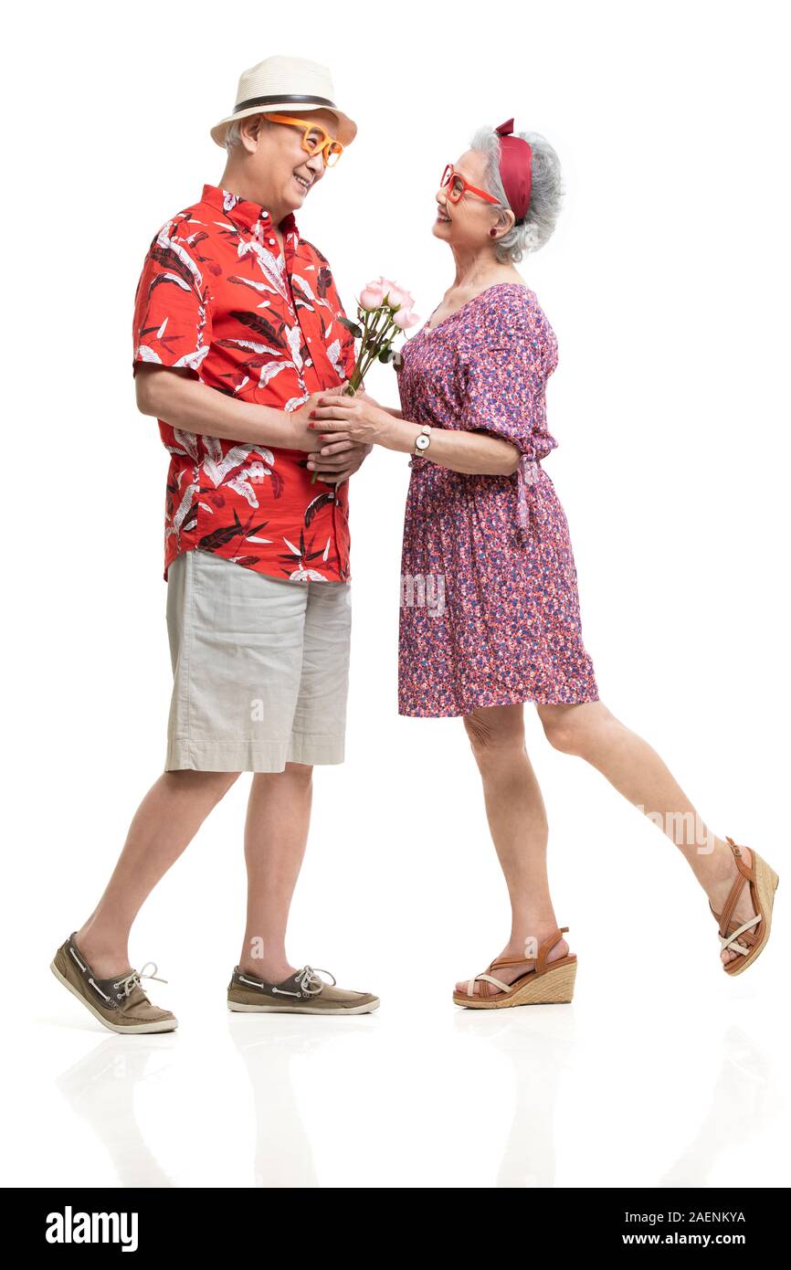 Happy senior couple dating Stock Photo