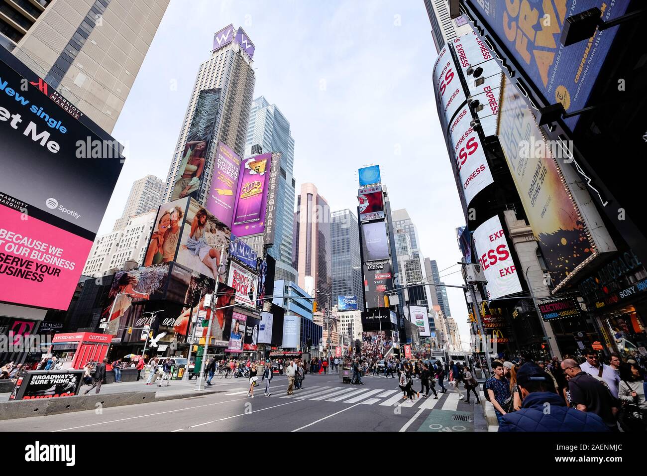 Wide angle view of Times Square in New York Stock Photo