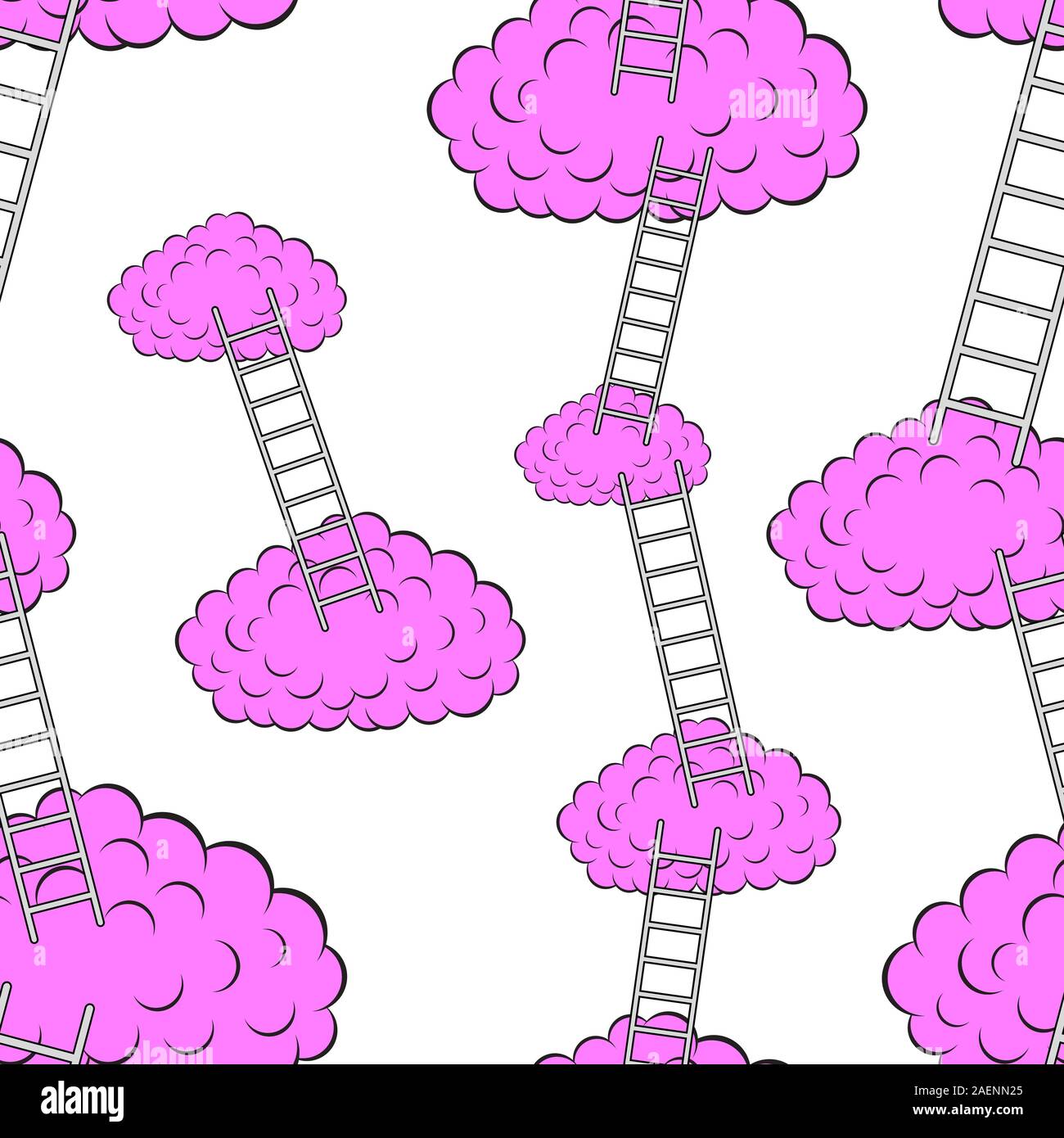 Clouds with stairs, seamless wallpaper, vector illustration Stock Vector