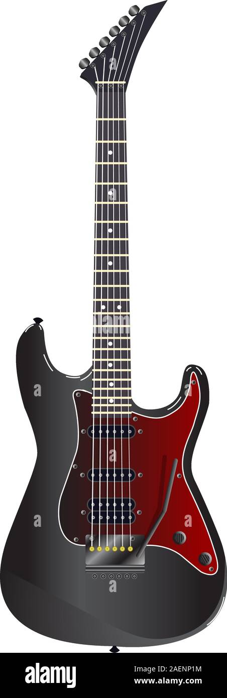 Black electric guitar on a white background Stock Vector Image & Art ...