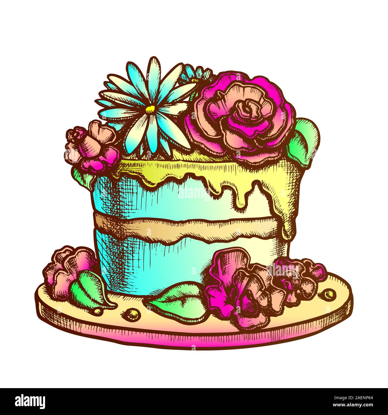 birthday-cake-decorated-with-flowers-ink-vector-stock-vector-image