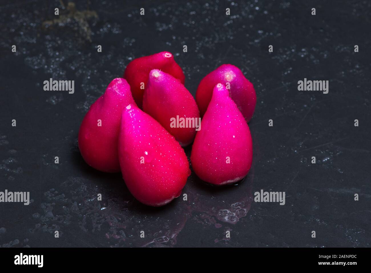 Pitiguey Pink Organic Fruit Close up. Focus Group Stock Photo