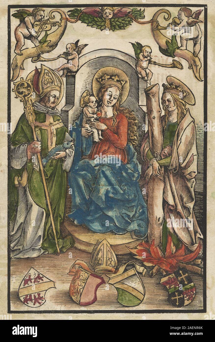 Urs Graf I, The Madonna with Saint Ulrich and Saint Afra (recto), c 1511, The Madonna with Saint Ulrich and Saint Afra [recto]; circa 1511  date Stock Photo