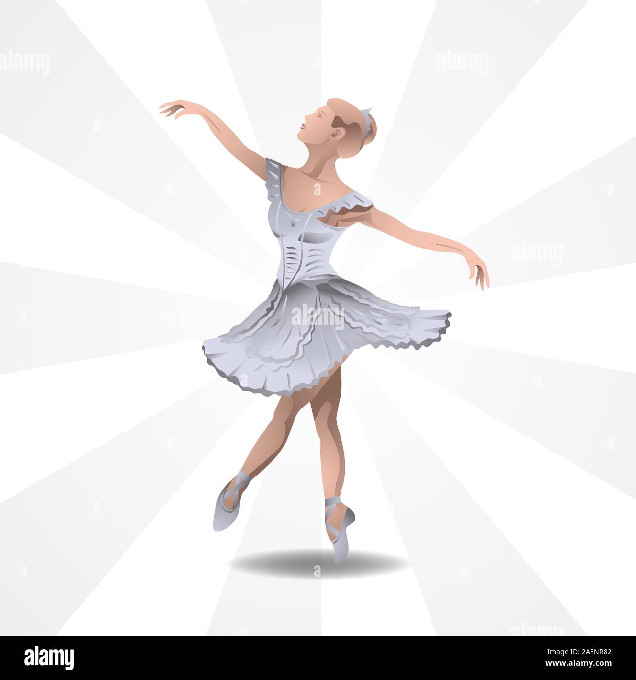 Female ballerina dancing on isolated background. Vector image Stock ...