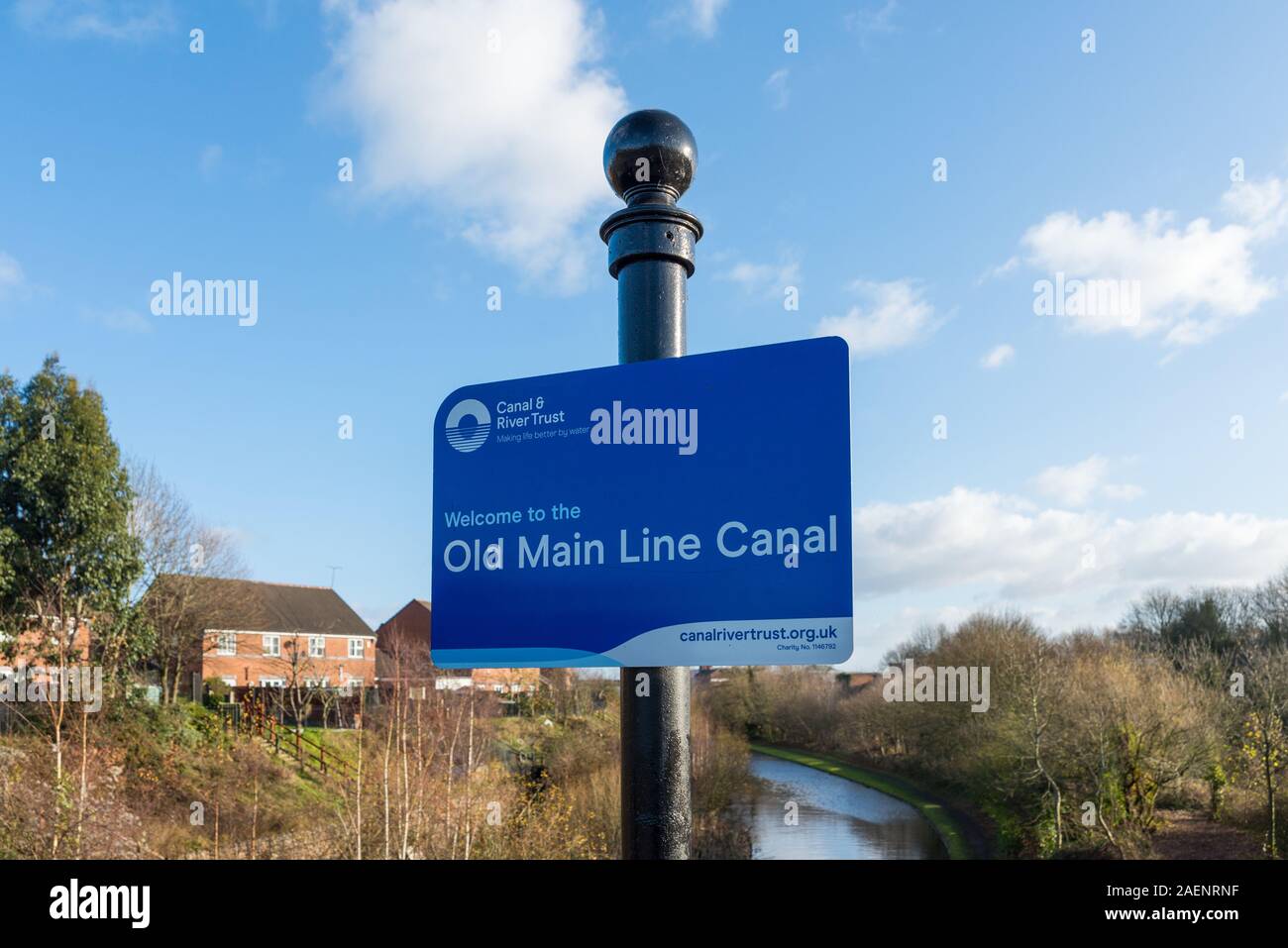 Sign for the Old Main Line canal in Smethwick, West Midlands, UK Stock