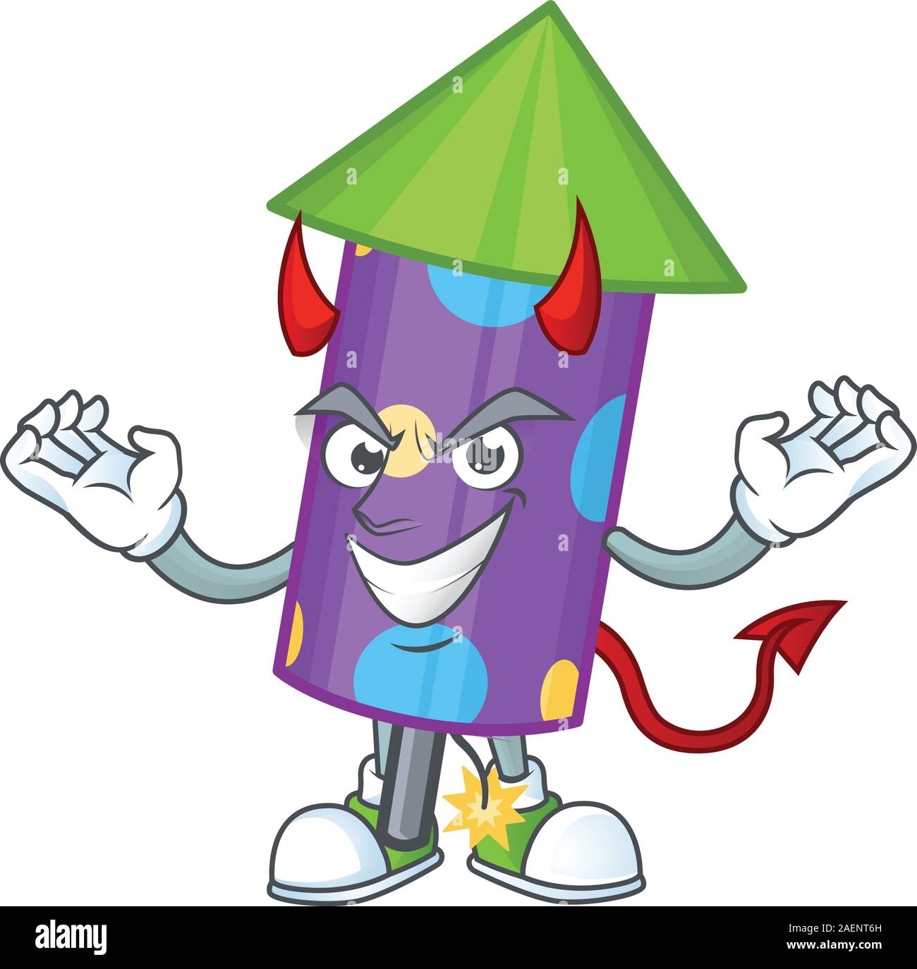 mascot cartoon of dot fireworks rocket on a Devil gesture design Stock ...