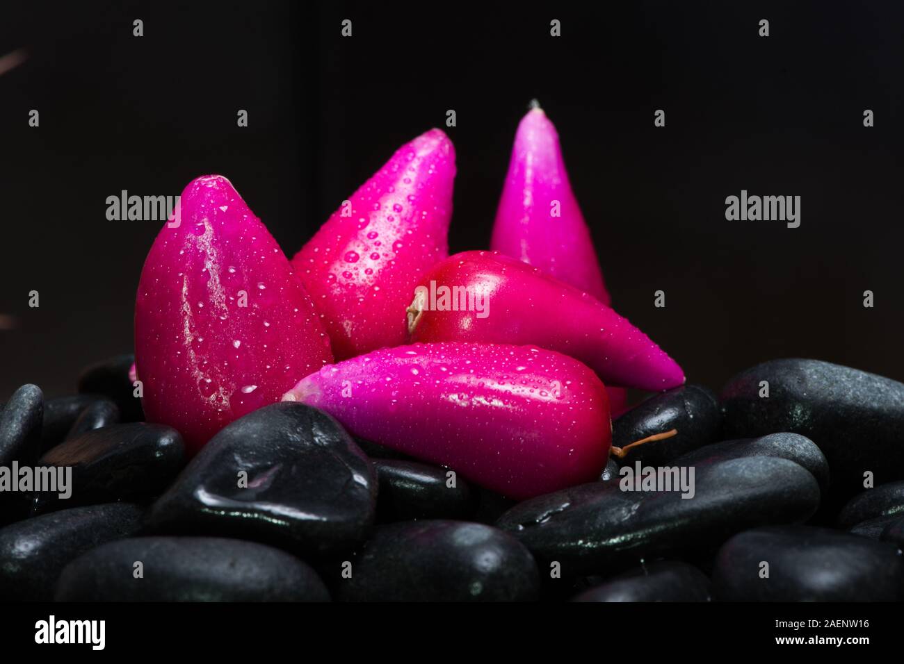 Pitiguey Food with Black stones Background Stock Photo