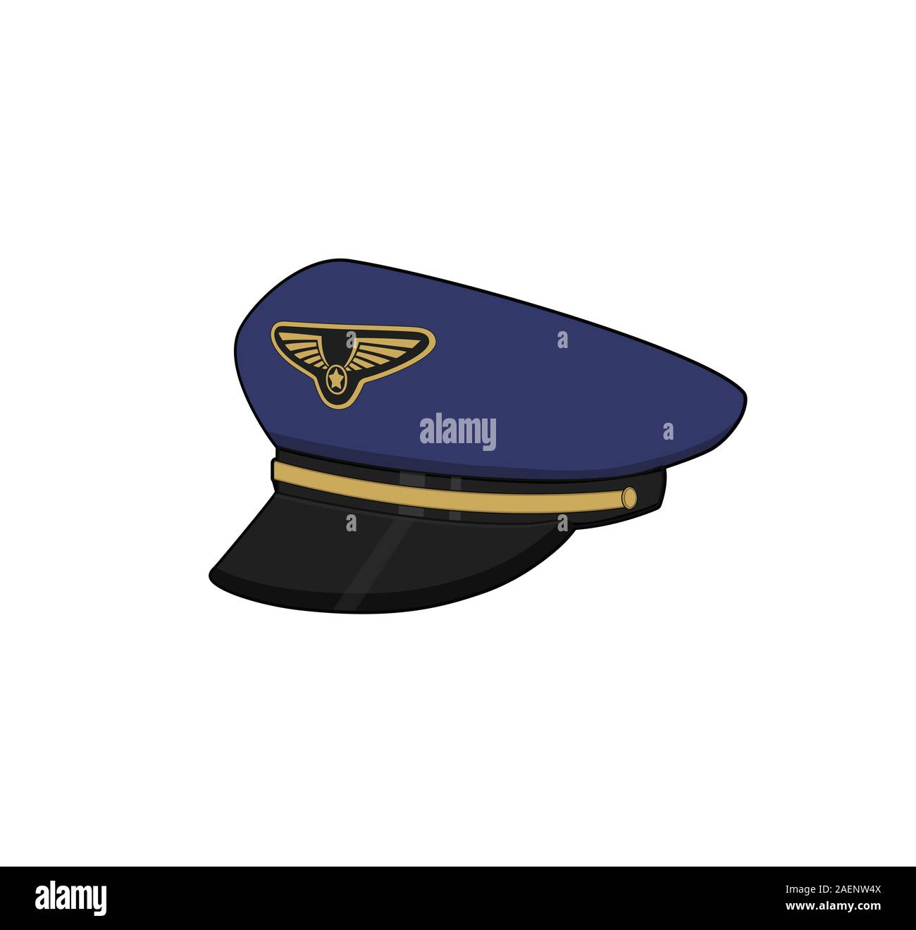 Pilot hat. Air forces captain cap. Aircraft crew uniform. Vector illustration. Stock Vector