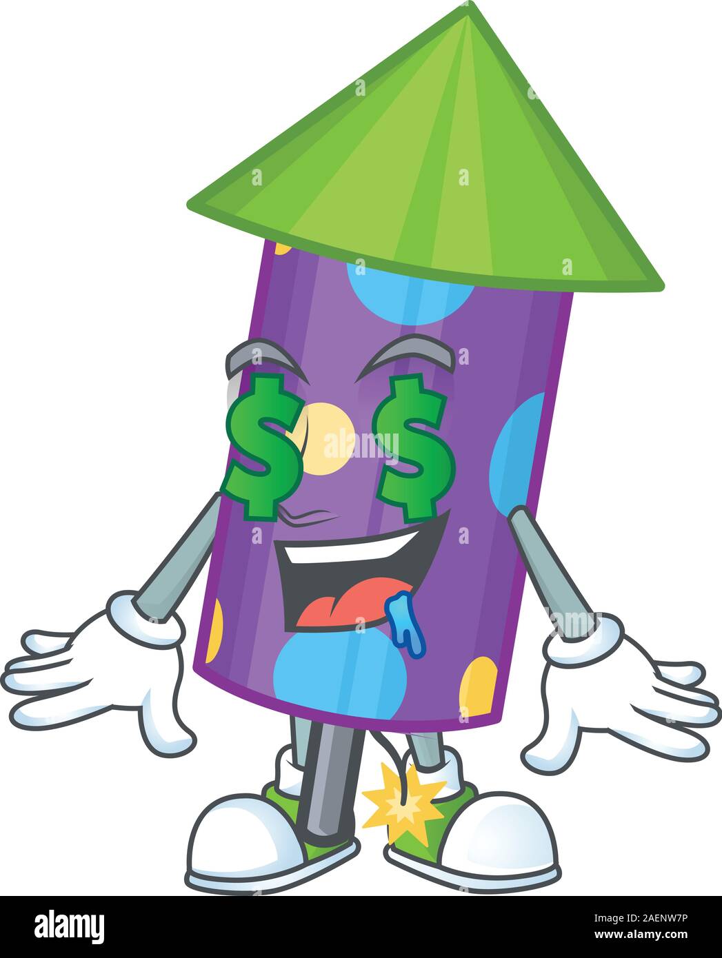 Dot fireworks rocket with Money eye cartoon character design Stock ...