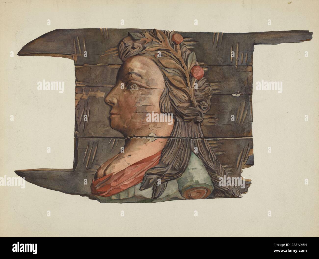 Victor F Muollo, Woodcarving, c 1938, Woodcarving; c. 1938 Stock Photo