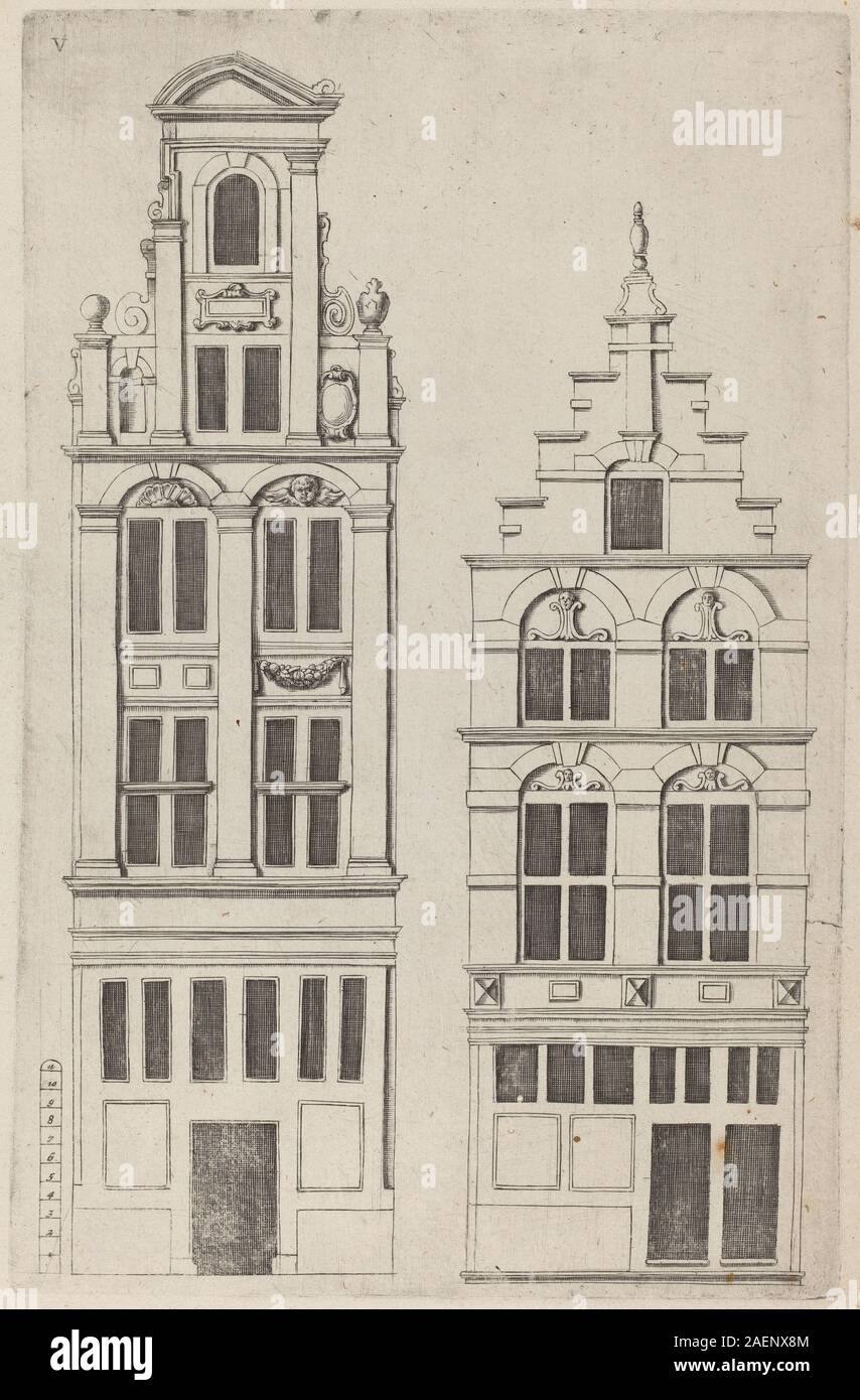 Vignola (author) and anonymous engraver after Philips Vingboons, Dutch Facade Elevation - pl 5, c 1642, Dutch Facade Elevation: pl. 5; c. 1642 Stock Photo