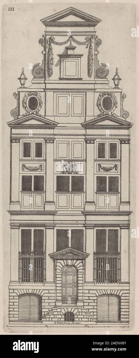 Vignola (author) and anonymous engraver after Philips Vingboons, Dutch Facade Elevation - pl 3, c 1642, Dutch Facade Elevation: pl. 3; c. 1642 Stock Photo