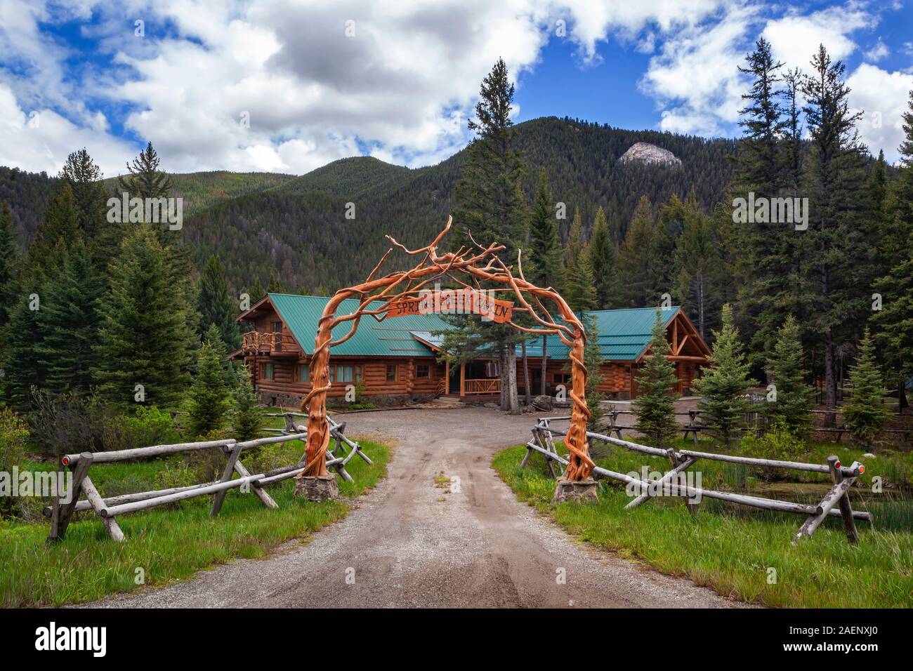 Spring Creek Place Cabins entrance, Greeneville, Tennessee, USA Stock