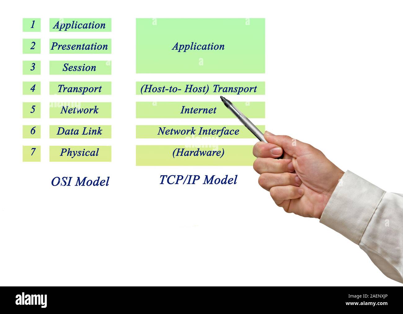 OSI Reference Model and TCP/IP Model Layers Stock Photo - Alamy