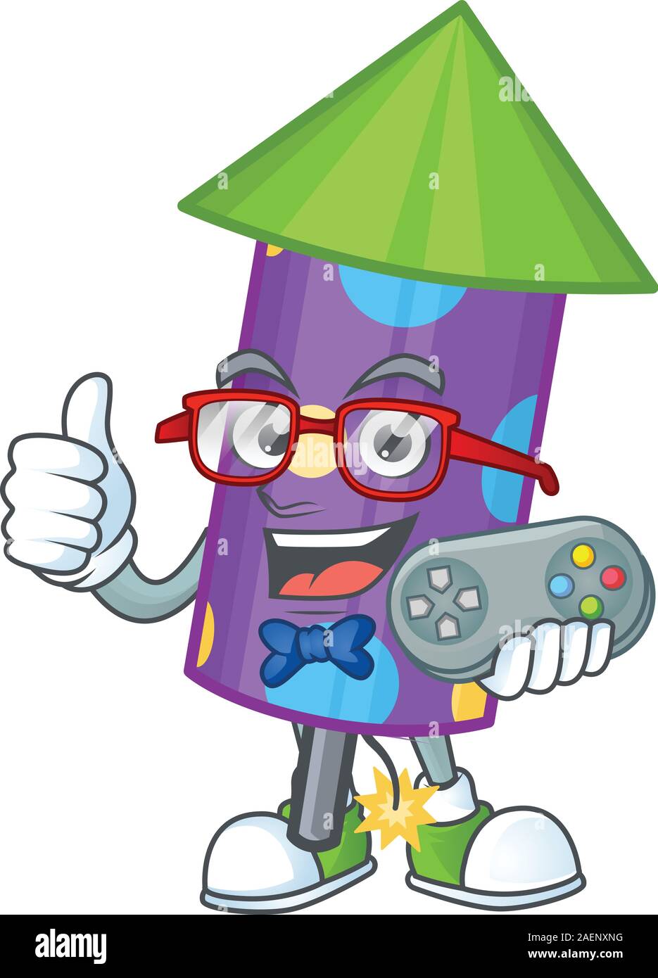 cute geek gamer dot fireworks rocket cartoon character style Stock ...