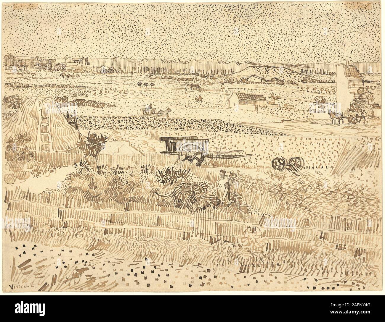 Vincent van Gogh, Harvest--The Plain of La Crau, 1888, Harvest--The Plain of La Crau; 1888 date Stock Photo