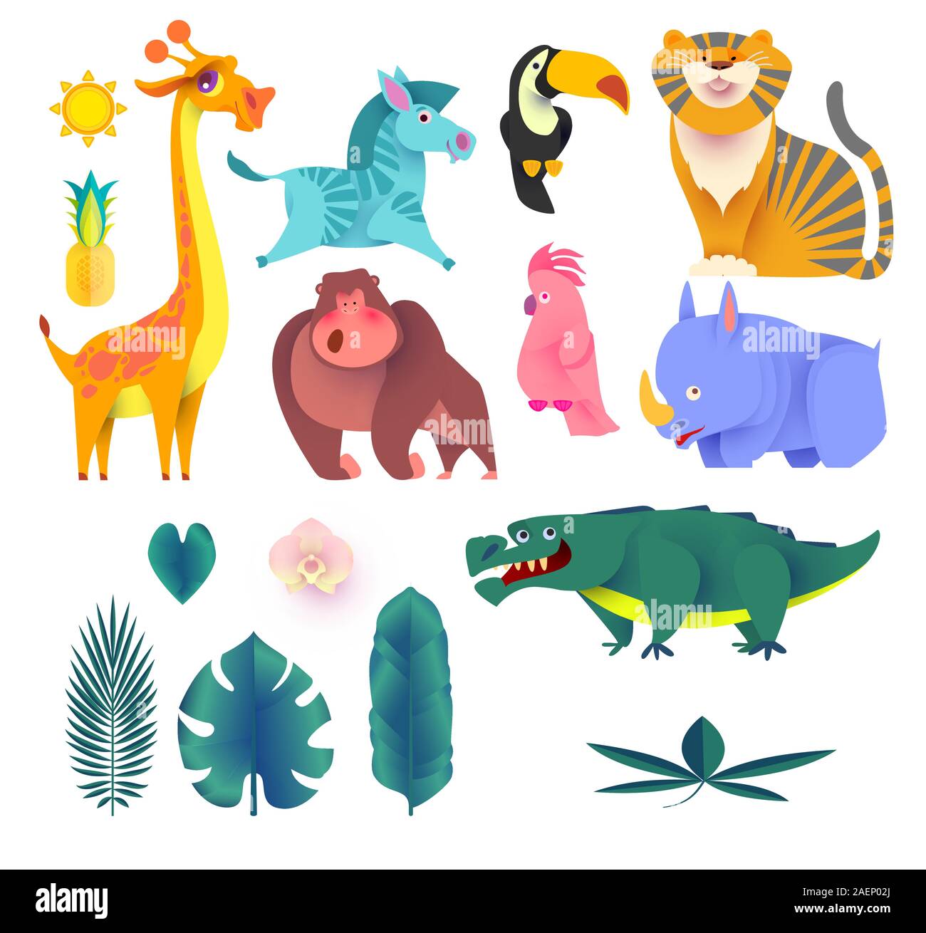 funny jungle animals Stock Vector