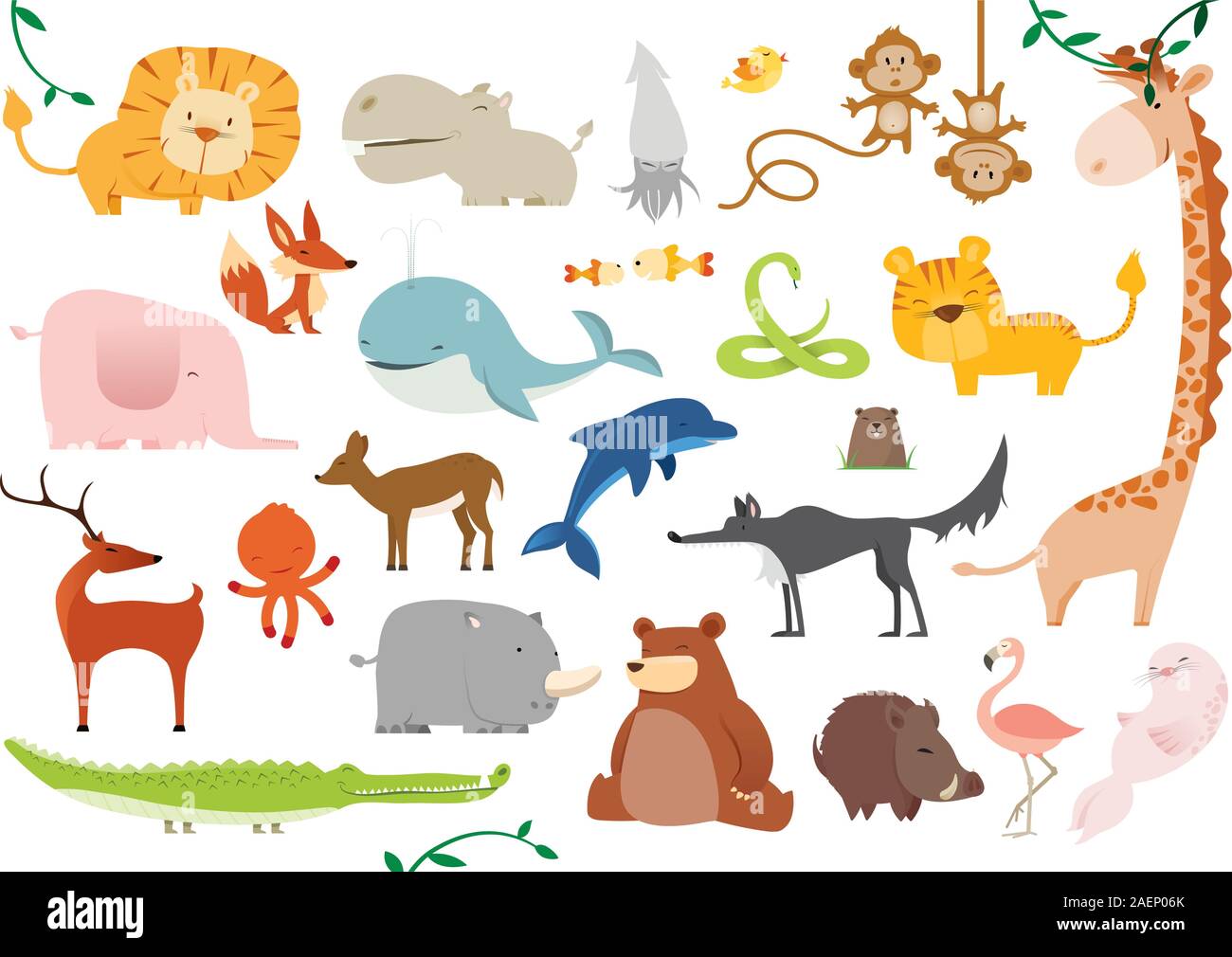 funny jungle animals Stock Vector