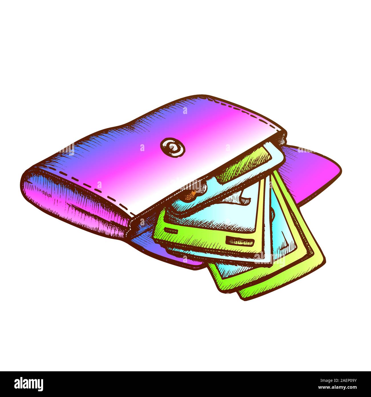 Wallet With Money Banknotes Monochrome Vector Stock Vector Image & Art ...