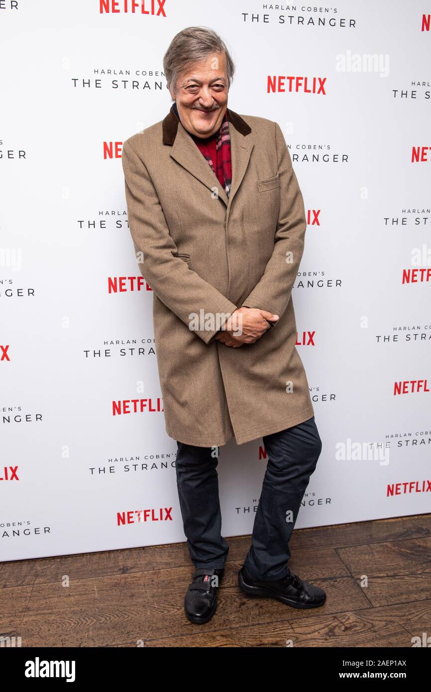 Stephen Fry attending The Stranger - Netflix Original Press Screening, The Soho Hotel, London. Stock Photo