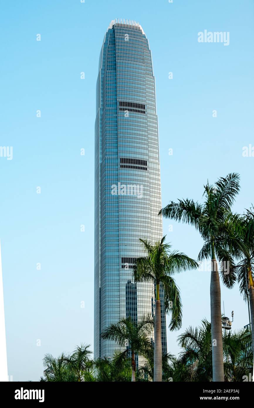 HongKong, China - November, 2019: Two International Finance Centre skyscraper building in HongKong, Central. Stock Photo
