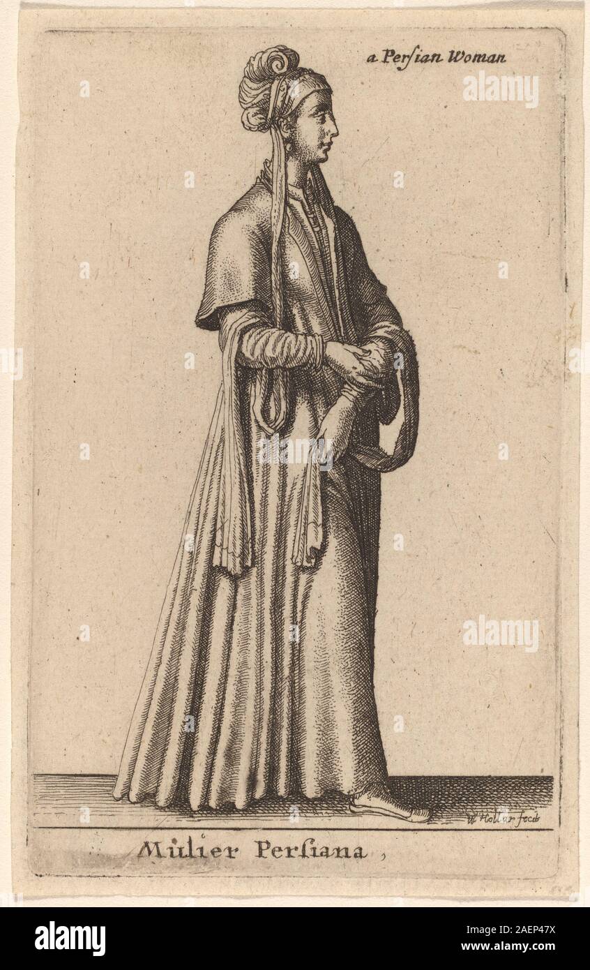 Engraving by Wenceslaus Hollar depicting a Persian woman, showing ...