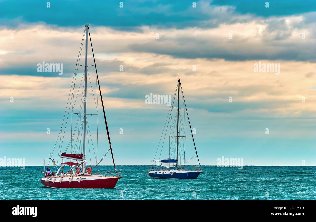 Sailboat in sea cloudy sky cloud sky hi-res stock photography and images -  Alamy