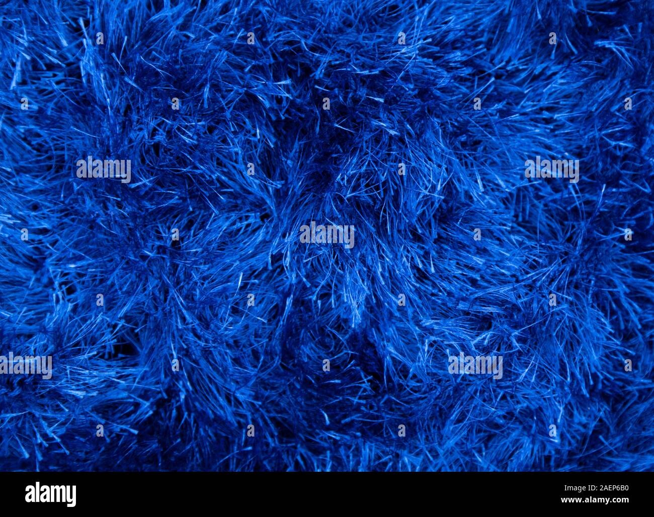 Blue artificial fur for texture or background. 2020. Stock Photo