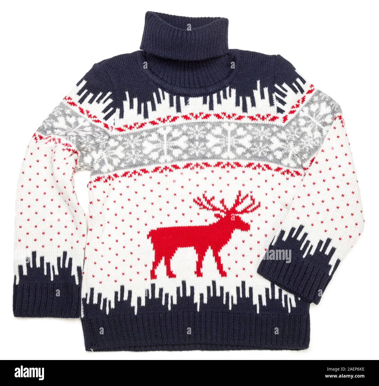 Christmas Elk Art Print Knit Turtleneck Pullover Sweater main image 0
