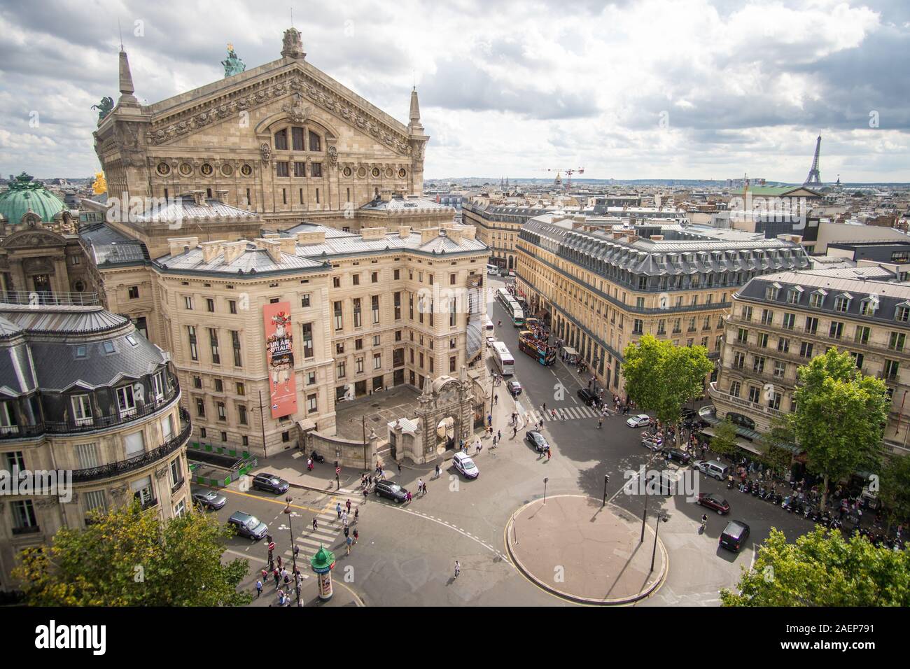 View of Paris City from Galleries Lafayette Rooftop Stock Photo