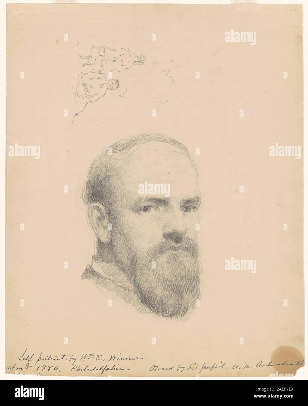 William E Winner, Self-Portrait (recto), c 1880, Self-Portrait [recto]; c. 1880 Stock Photo