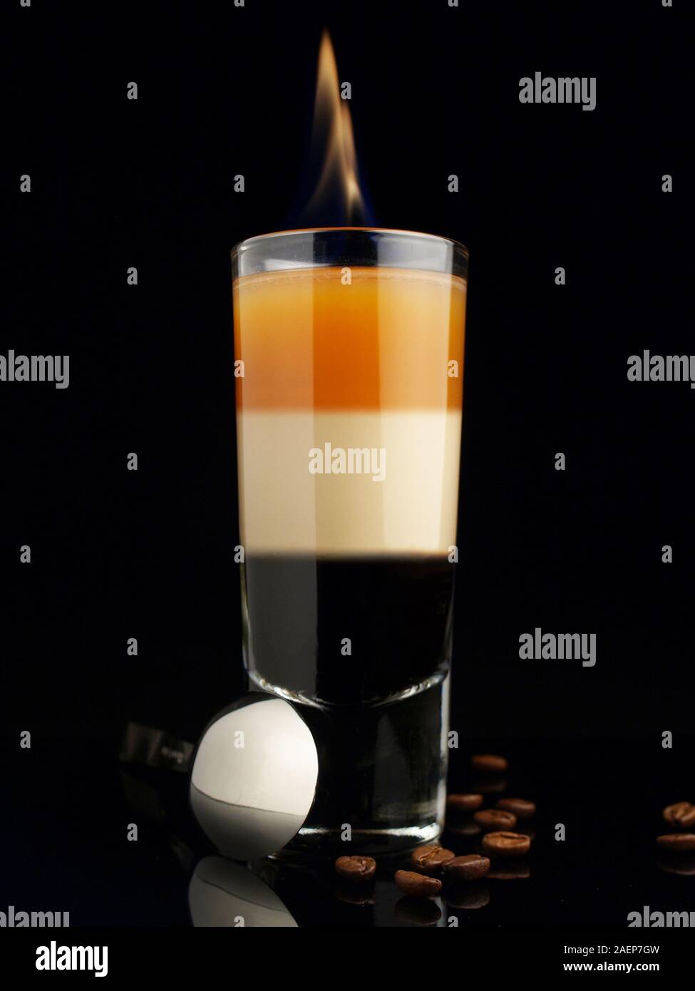 B52 Cocktail Flaming Stock Photo